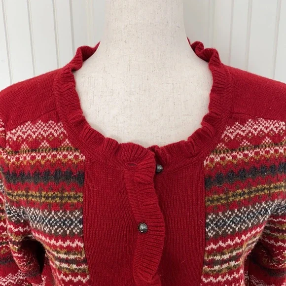 Eddie Bauer Winter Cardigan with Ruffled Neck and Placket—L - Picture 2 of 8
